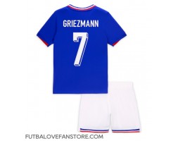 Francúzsko Antoine Griezmann #7 Domáci Detský futbalový dres ME 2024 Krátky Rukáv (+ trenírky)